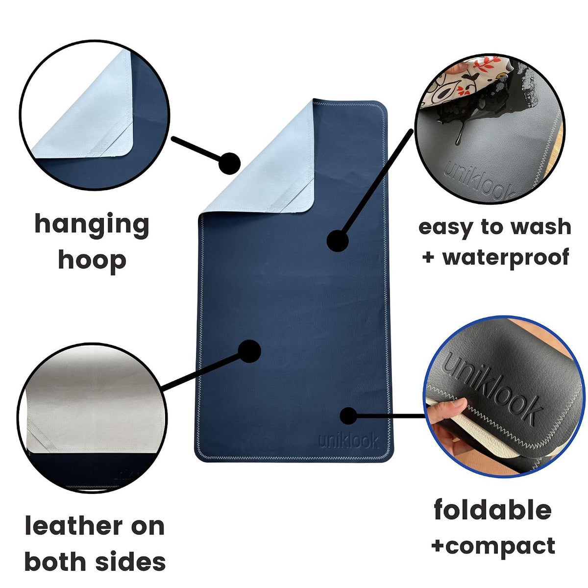 Leather Portable Changing Pad - Vegan Leather - Travel Baby Changing Mat - Multipurpose Portable Diaper Change Station Waterproof 14"x22"