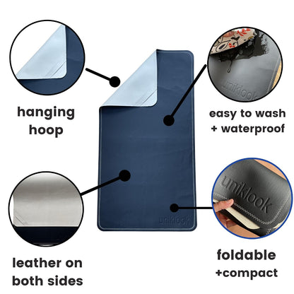 Leather Portable Changing Pad - Vegan Leather - Travel Baby Changing Mat - Multipurpose Portable Diaper Change Station Waterproof 14"x22"