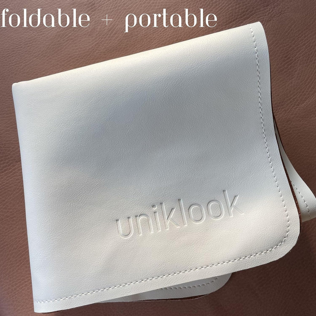 Leather Portable Changing Pad - Vegan Leather - Travel Baby Changing Mat - Multipurpose Portable Diaper Change Station Waterproof 14"x22"