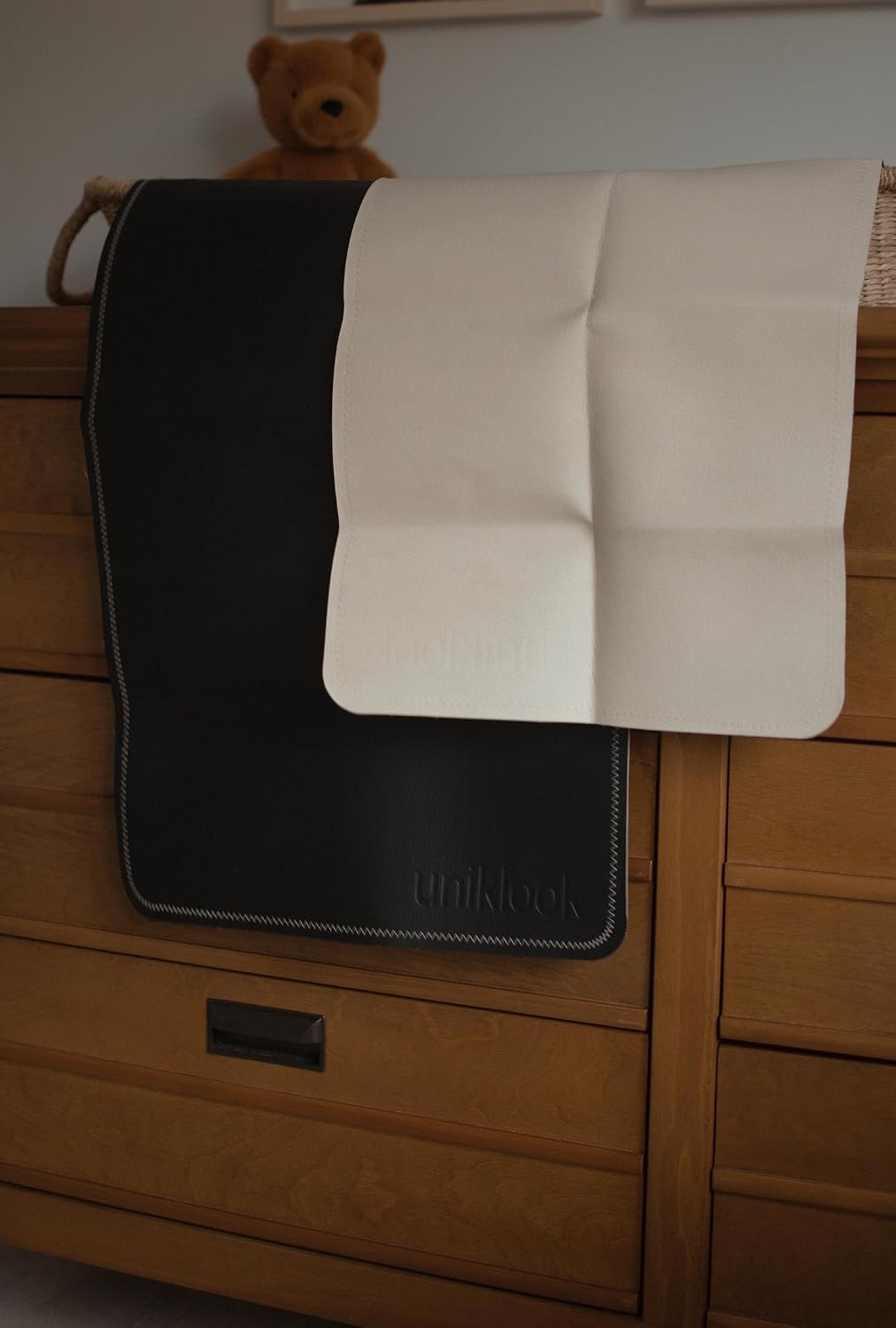 Leather Portable Changing Pad - Vegan Leather - Travel Baby Changing Mat - Multipurpose Portable Diaper Change Station Waterproof 14"x22"