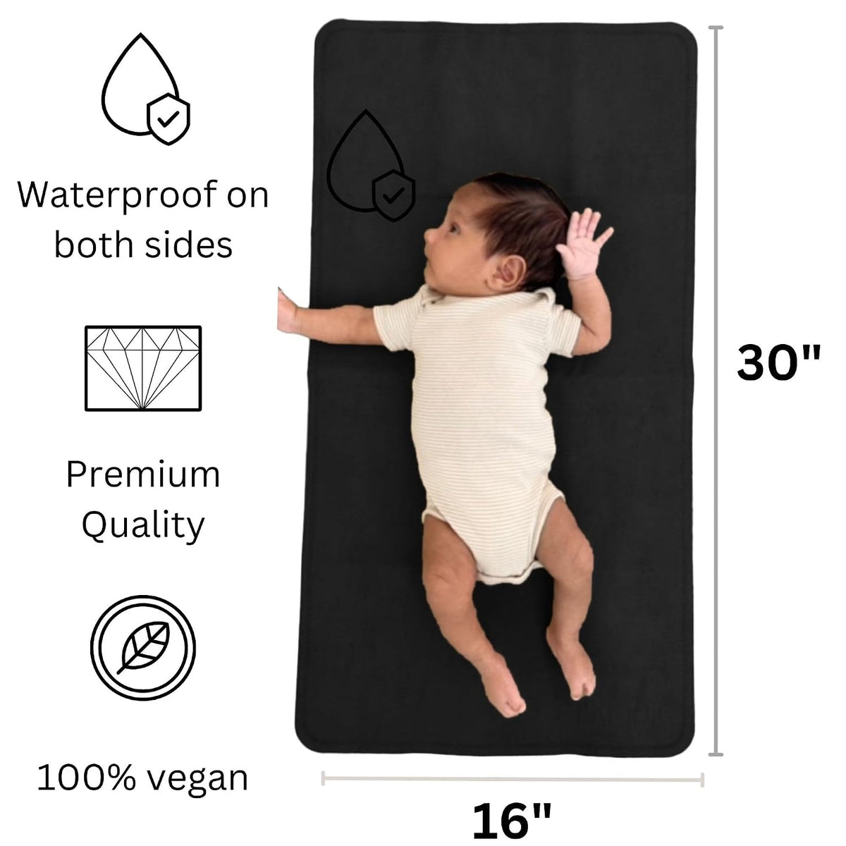 Leather Portable Changing Pad - Vegan Leather - Travel Baby Changing Mat - Multipurpose Portable Diaper Change Station Waterproof 14"x22"