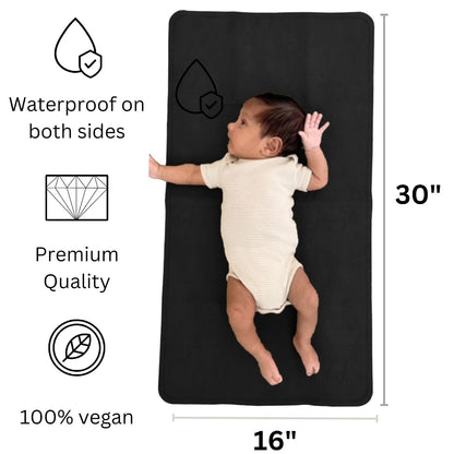 Leather Portable Changing Pad - Vegan Leather - Travel Baby Changing Mat - Multipurpose Portable Diaper Change Station Waterproof 14"x22"