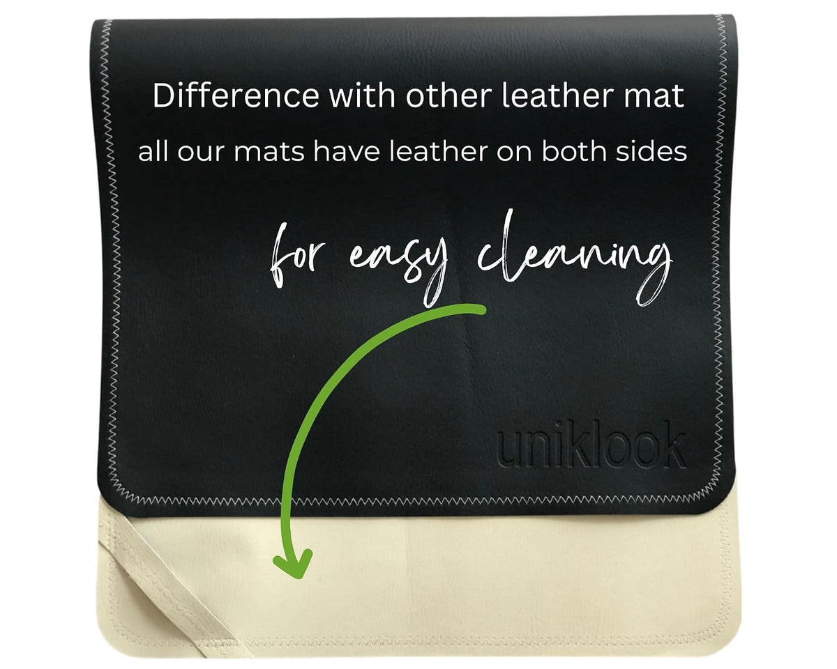 Leather Portable Changing Pad - Vegan Leather - Travel Baby Changing Mat - Multipurpose Portable Diaper Change Station Waterproof 14"x22"