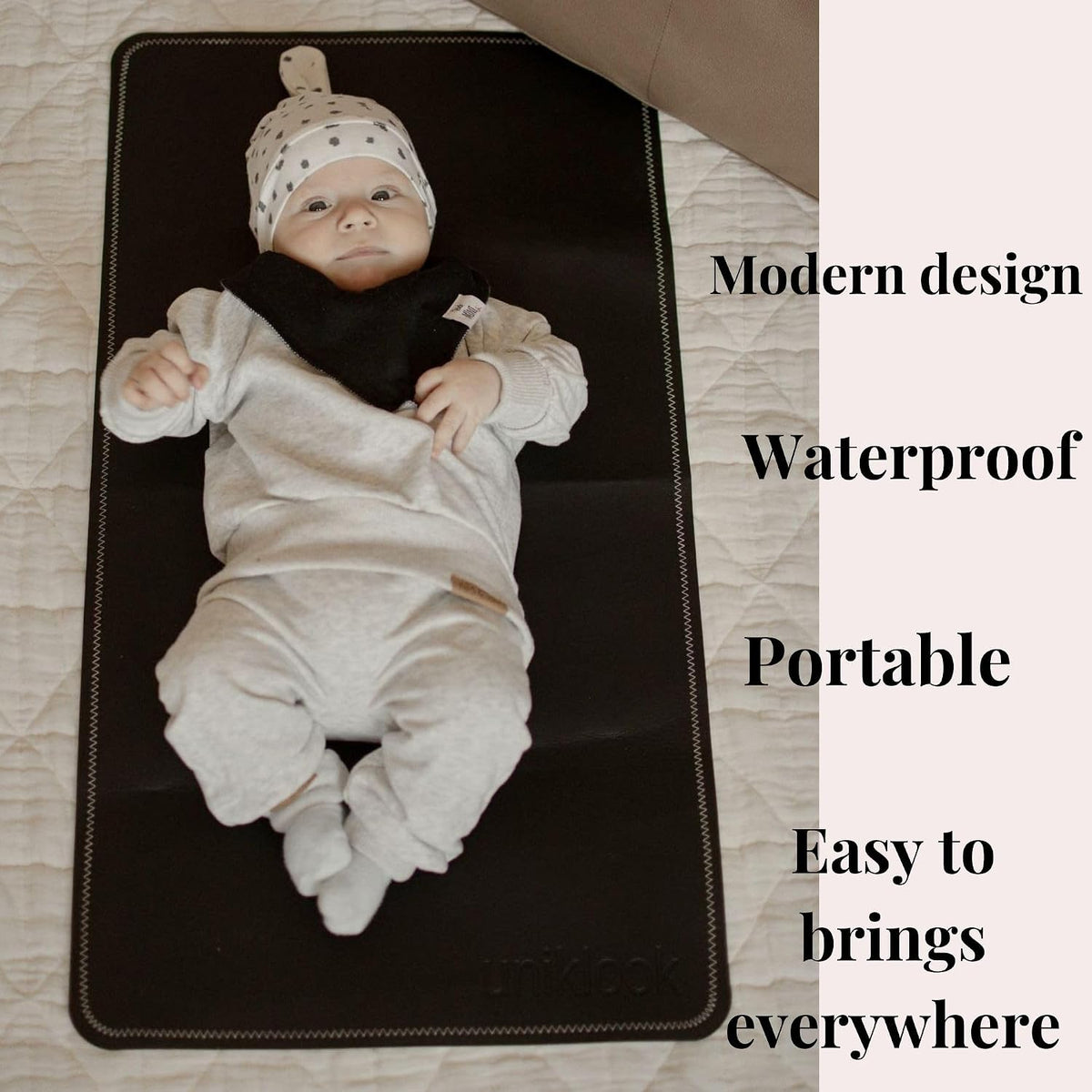 Leather Portable Changing Pad - Vegan Leather - Travel Baby Changing Mat - Multipurpose Portable Diaper Change Station Waterproof 14"x22"