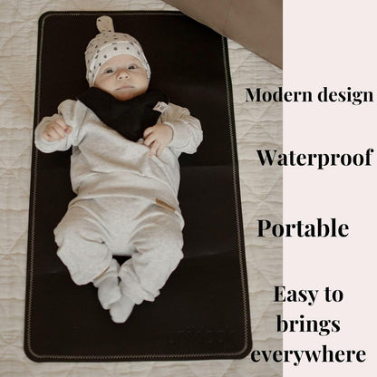 Leather Portable Changing Pad - Vegan Leather - Travel Baby Changing Mat - Multipurpose Portable Diaper Change Station Waterproof 14"x22"