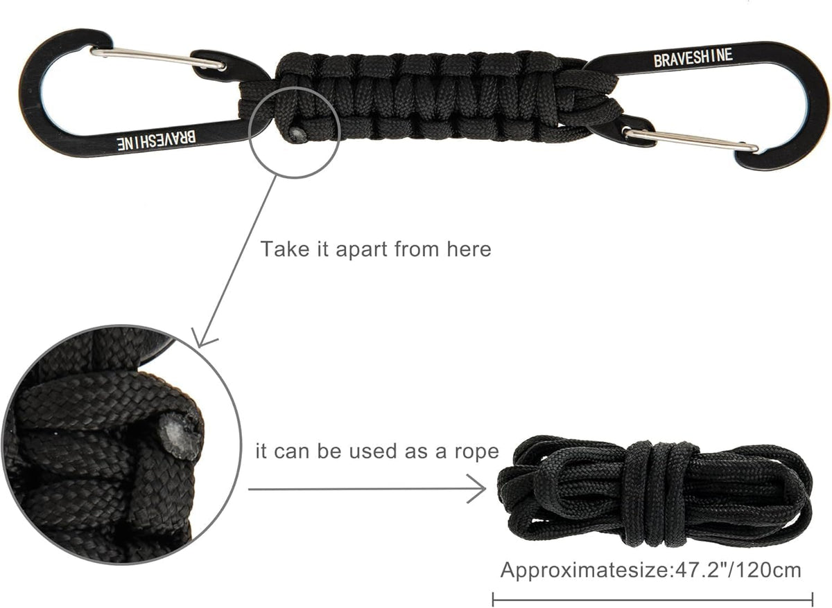Paracord Keychain Carabiner Clip | D Ring Hanger Lanyard Hook