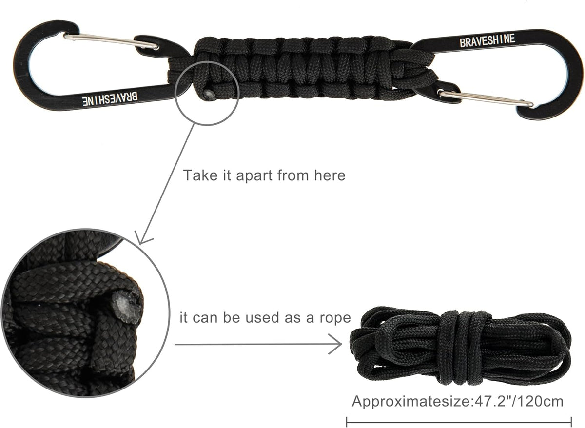 Paracord Keychain Carabiner Clip | D Ring Hanger Lanyard Hook