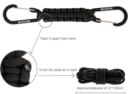 Paracord Keychain Carabiner Clip | D Ring Hanger Lanyard Hook