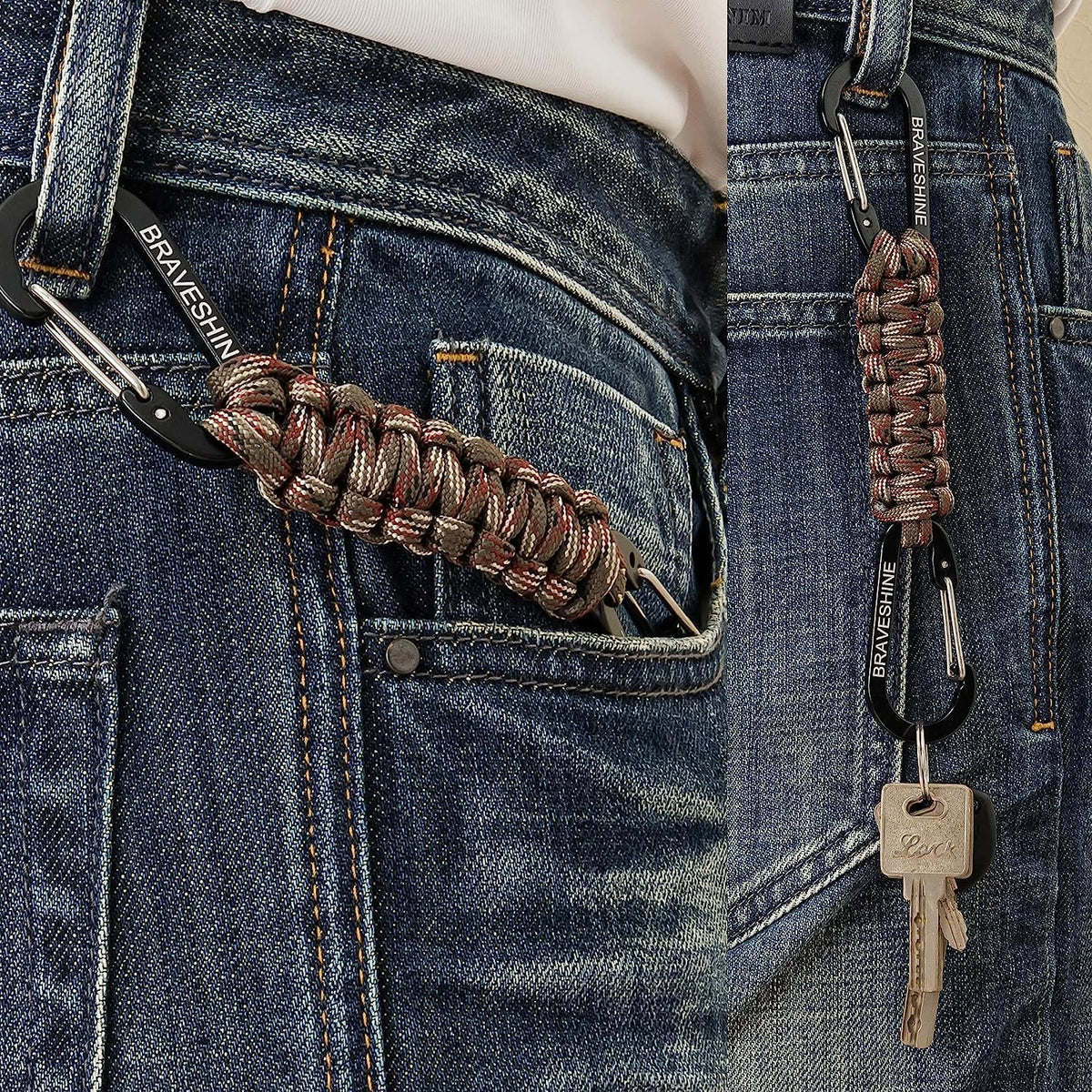 Paracord Keychain Carabiner Clip | D Ring Hanger Lanyard Hook