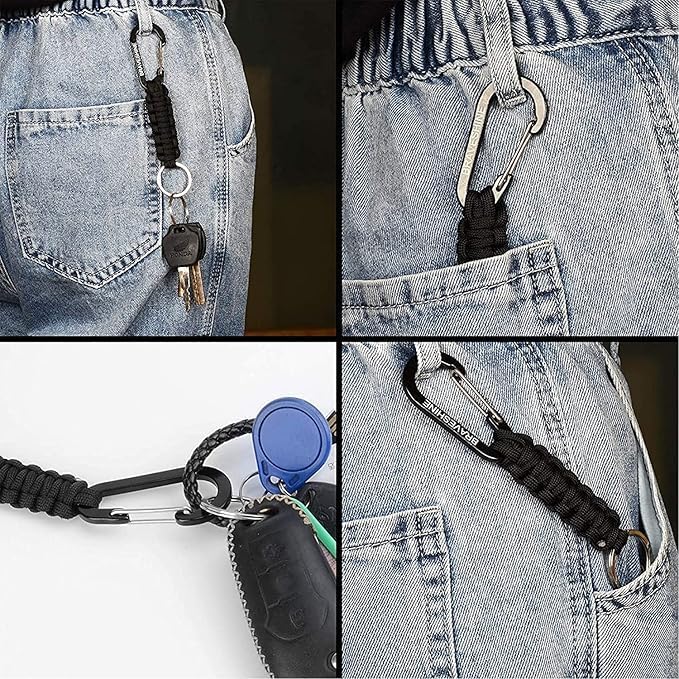Paracord Keychain Carabiner Clip | D Ring Hanger Lanyard Hook