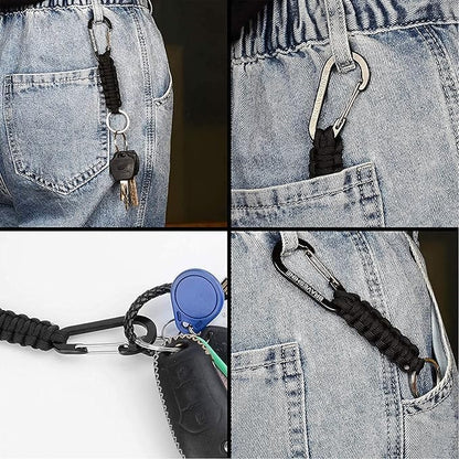 Paracord Keychain Carabiner Clip | D Ring Hanger Lanyard Hook