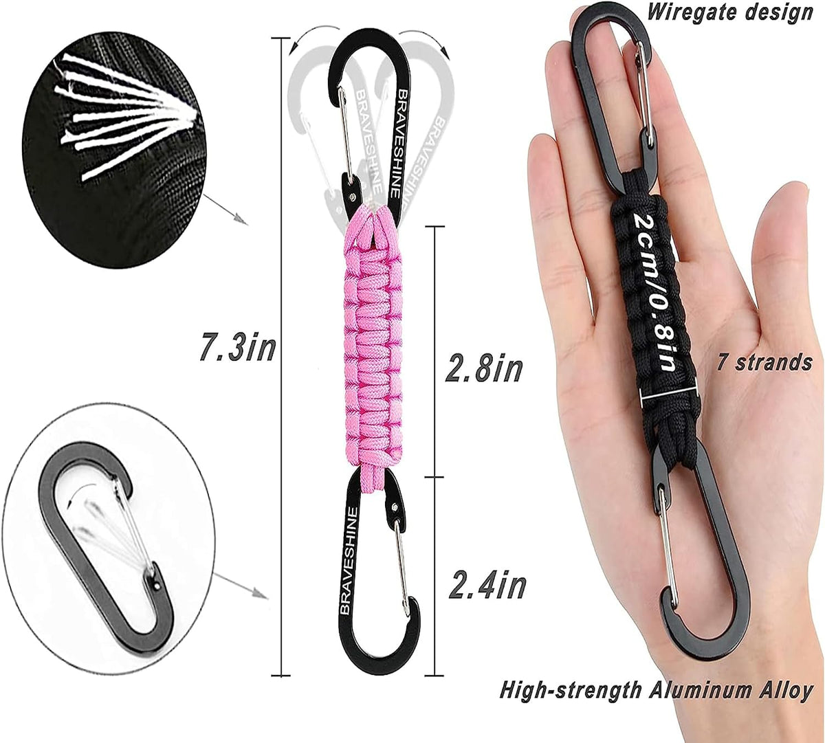Paracord Keychain Carabiner Clip | D Ring Hanger Lanyard Hook