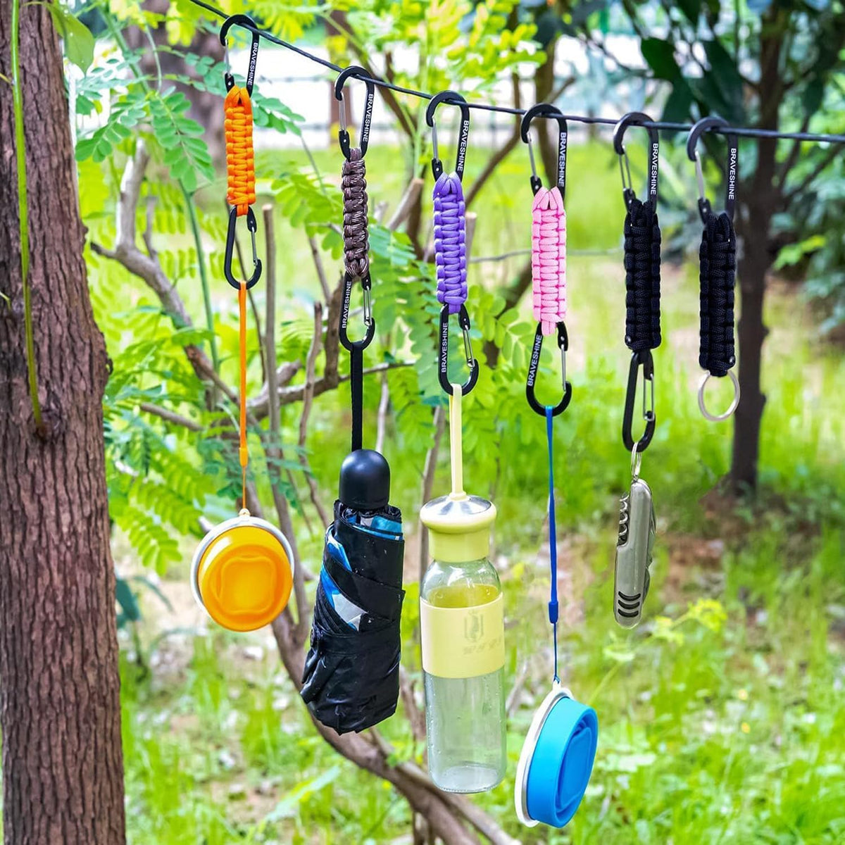 Paracord Keychain Carabiner Clip | D Ring Hanger Lanyard Hook