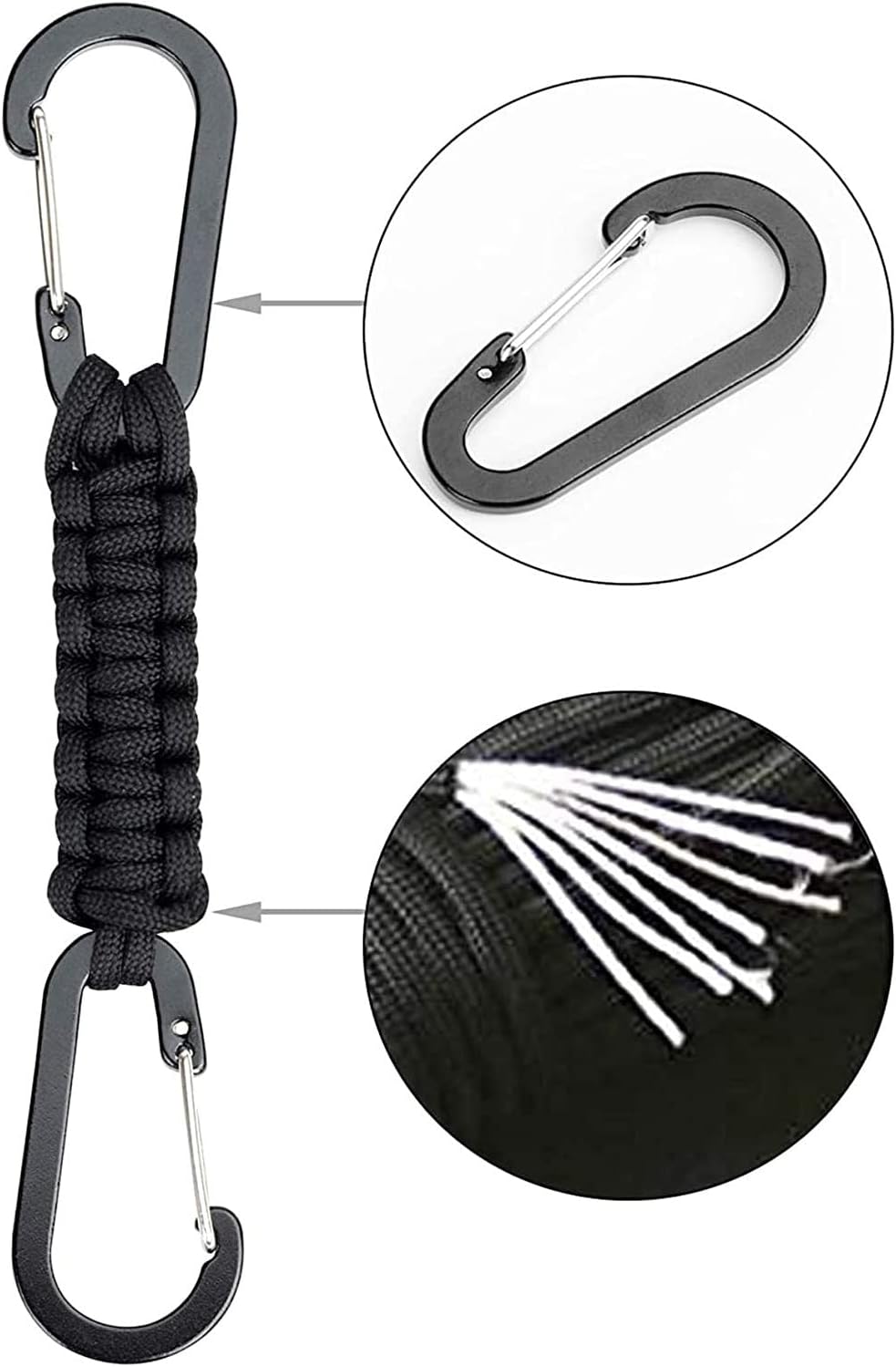 Paracord Keychain Carabiner Clip | D Ring Hanger Lanyard Hook