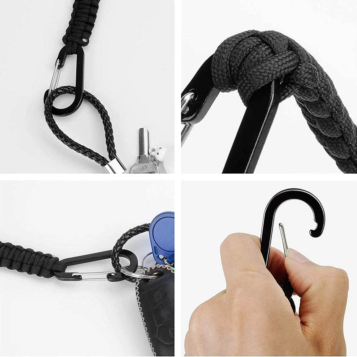 Paracord Keychain Carabiner Clip | D Ring Hanger Lanyard Hook
