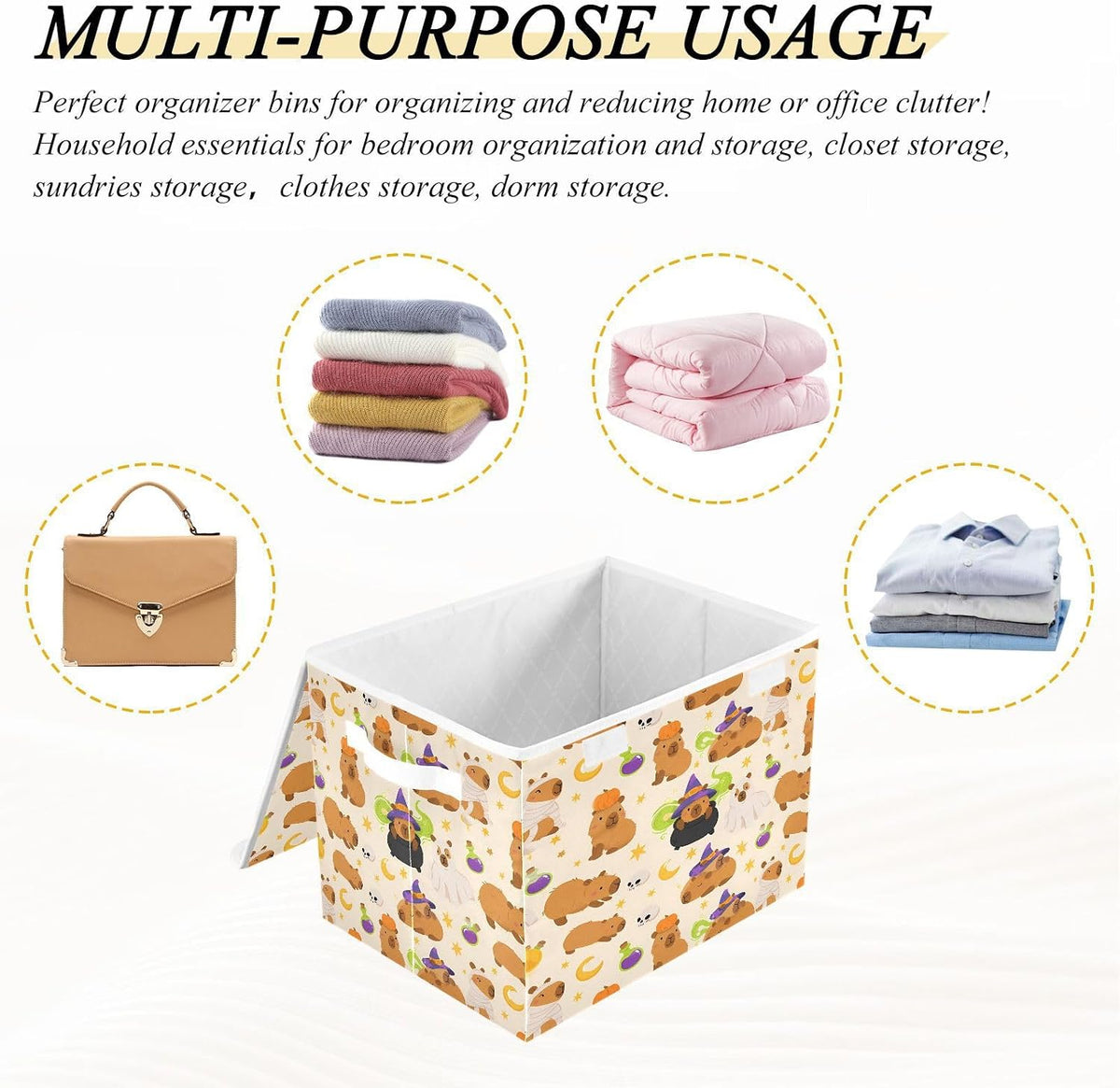Large Storage Bin with Lid Foldable Toy Box, Pink Castle