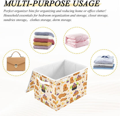 Large Storage Bin with Lid Foldable Toy Box, Pink Castle