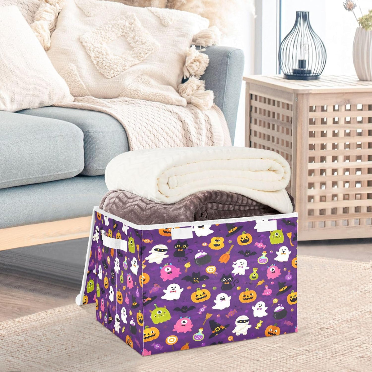 Large Storage Bin with Lid Foldable Toy Box, Pink Castle