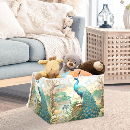 Large Storage Bin with Lid Foldable Toy Box, Pink Castle