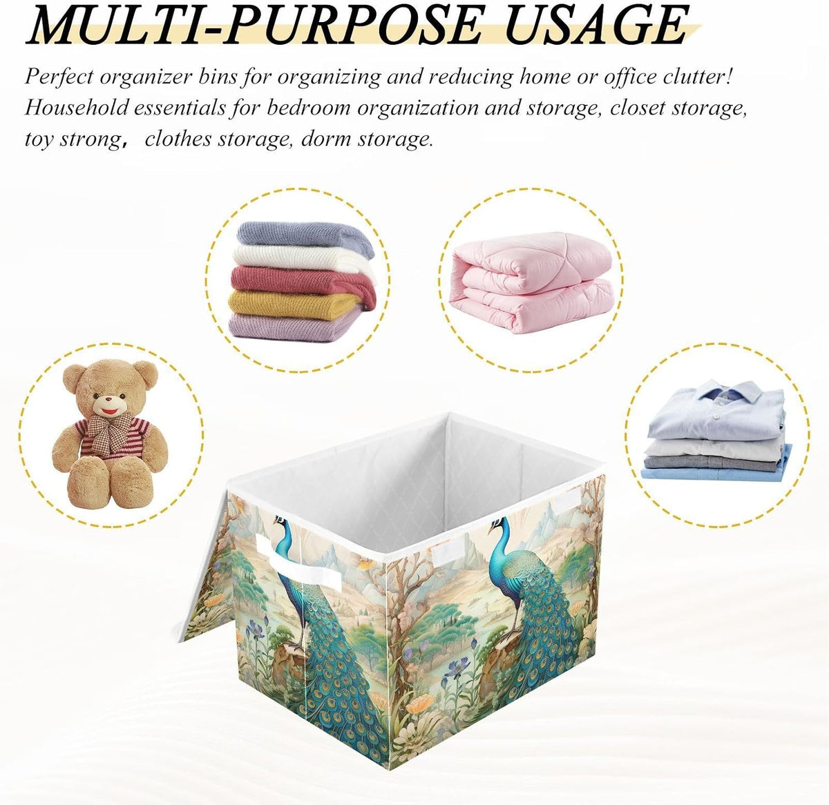 Large Storage Bin with Lid Foldable Toy Box, Pink Castle