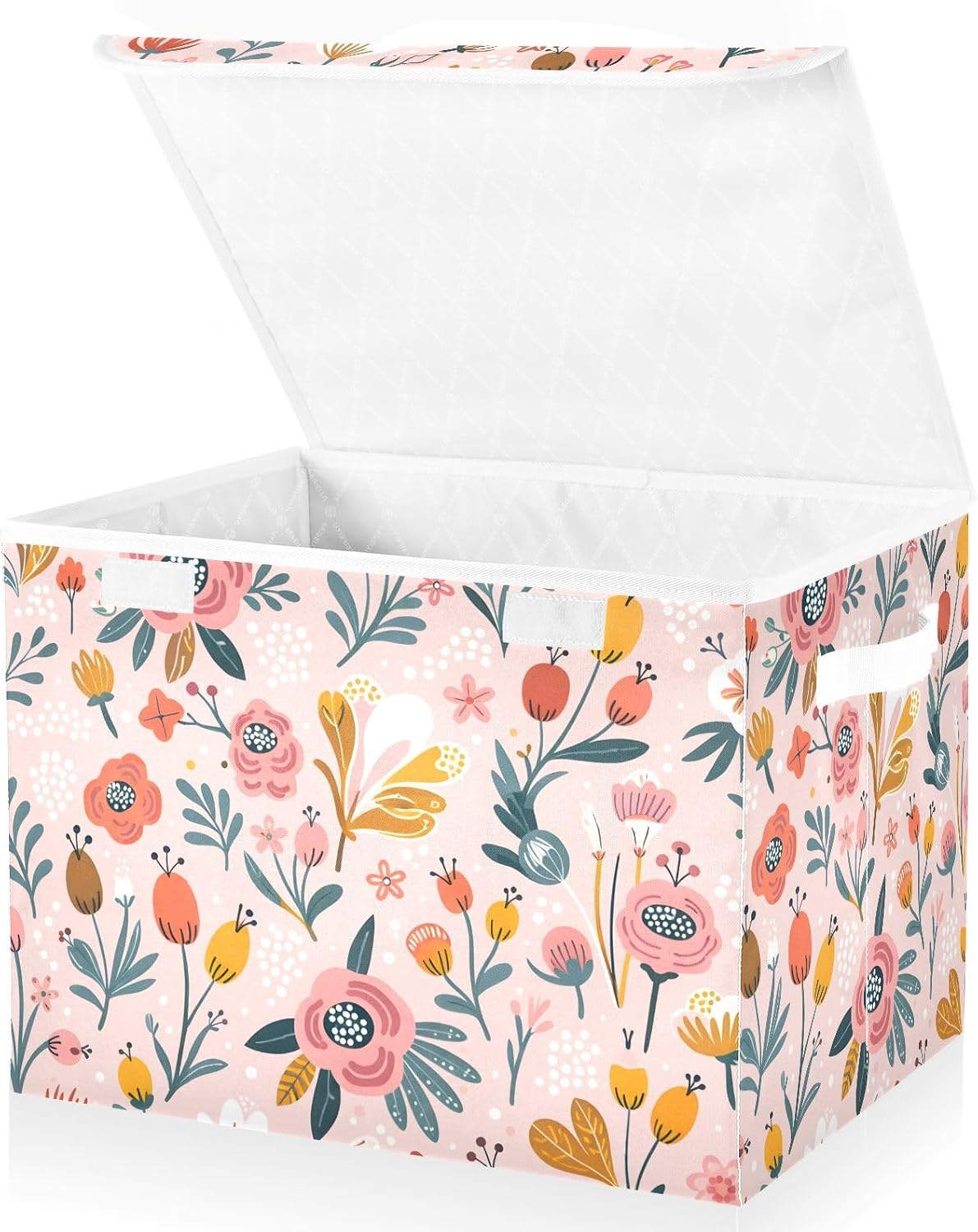 Large Storage Bin with Lid Foldable Toy Box, Pink Castle