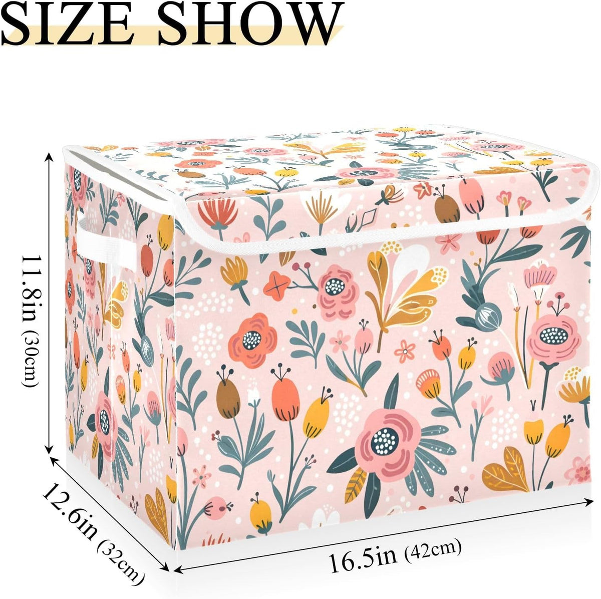 Large Storage Bin with Lid Foldable Toy Box, Pink Castle