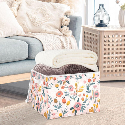 Large Storage Bin with Lid Foldable Toy Box, Pink Castle
