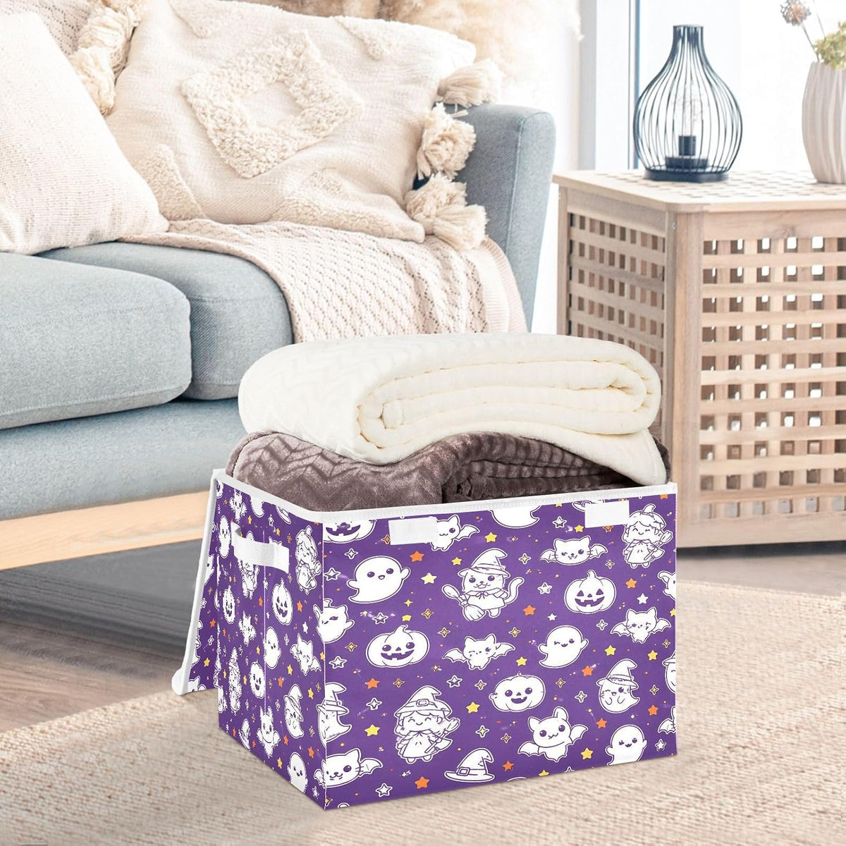 Large Storage Bin with Lid Foldable Toy Box, Pink Castle