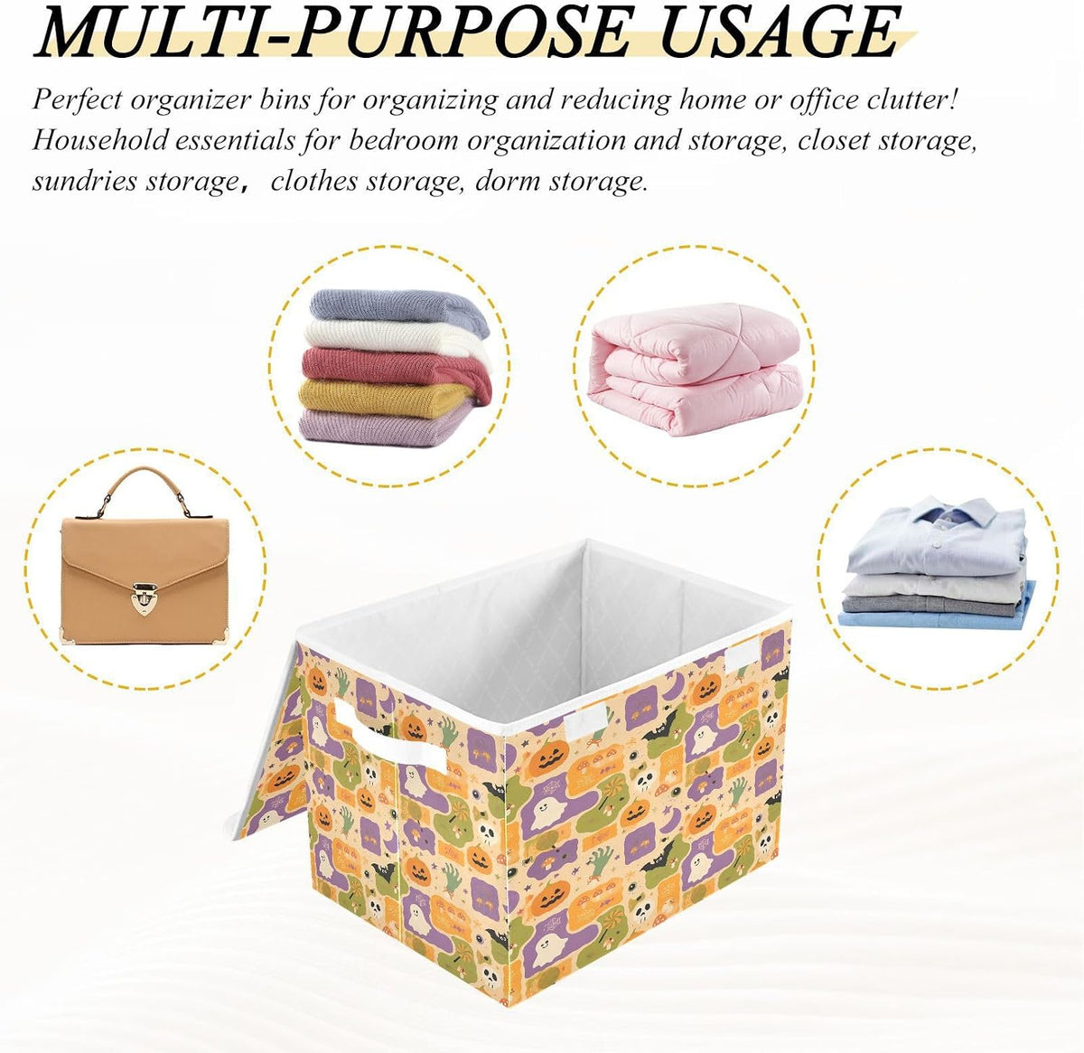 Large Storage Bin with Lid Foldable Toy Box, Pink Castle