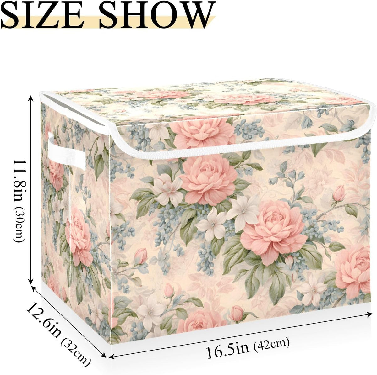 Large Storage Bin with Lid Foldable Toy Box, Pink Castle