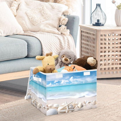 Large Storage Bin with Lid Foldable Toy Box, Pink Castle