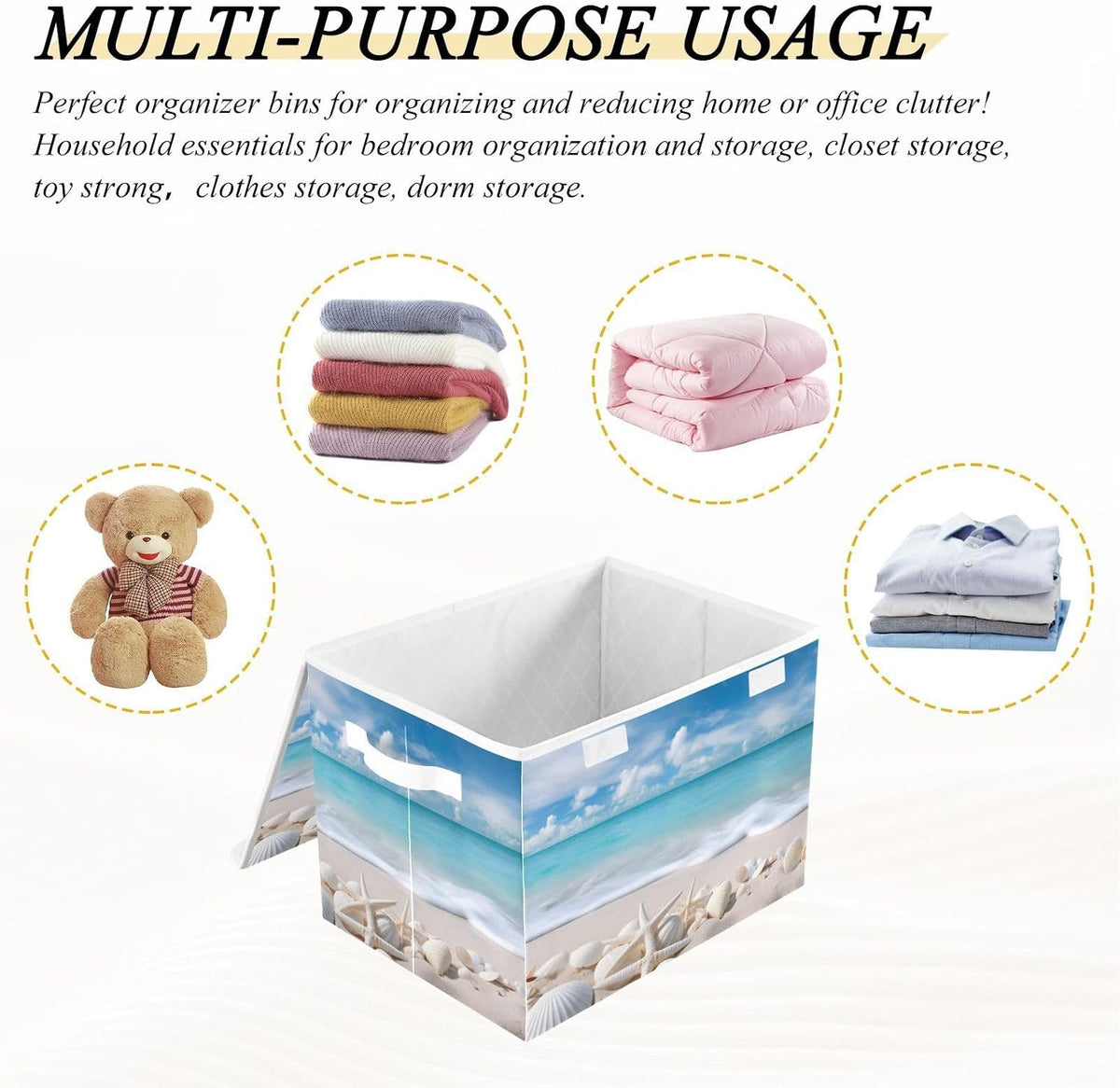 Large Storage Bin with Lid Foldable Toy Box, Pink Castle