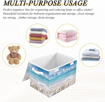 Large Storage Bin with Lid Foldable Toy Box, Pink Castle
