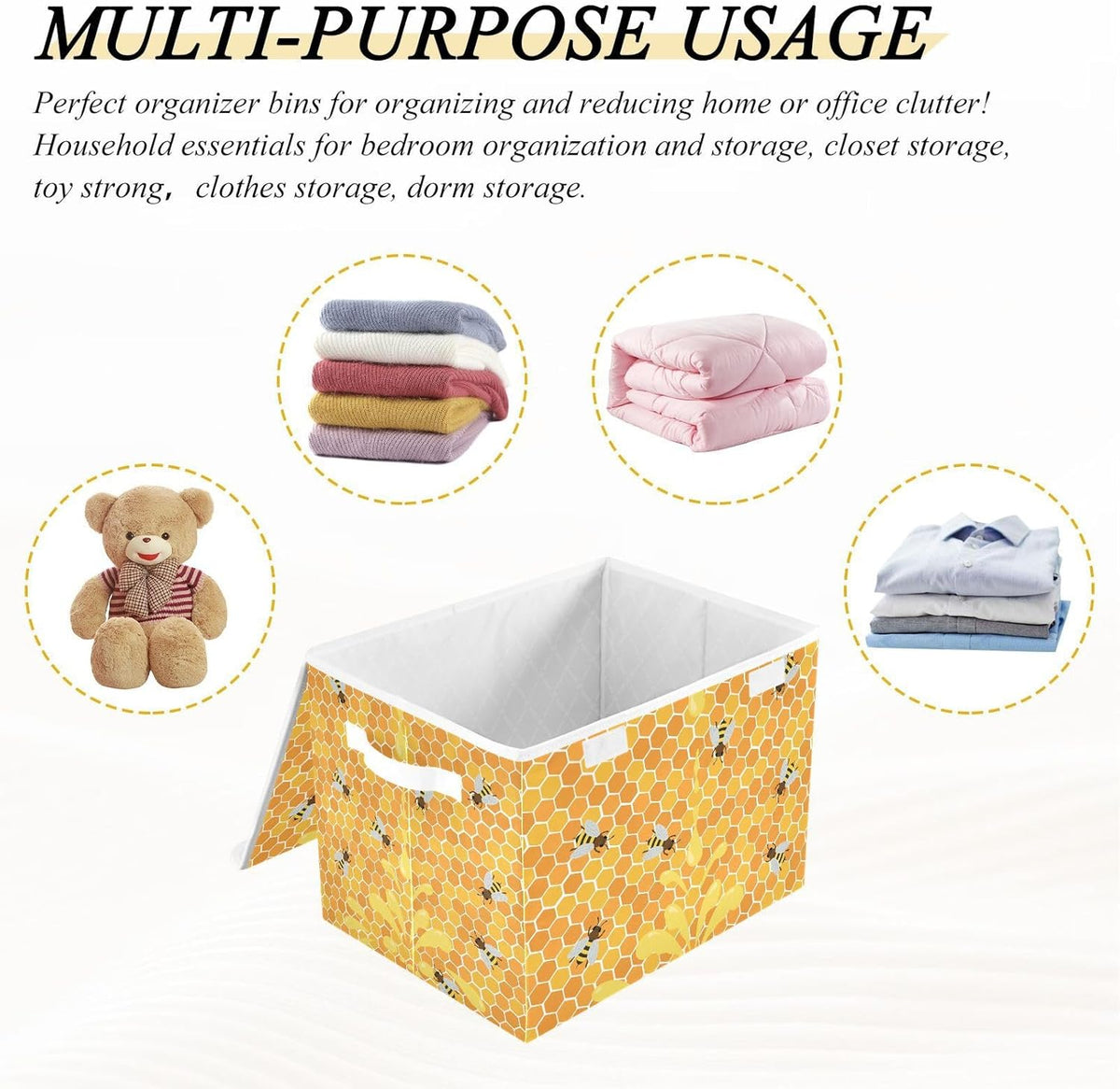 Large Storage Bin with Lid Foldable Toy Box, Pink Castle