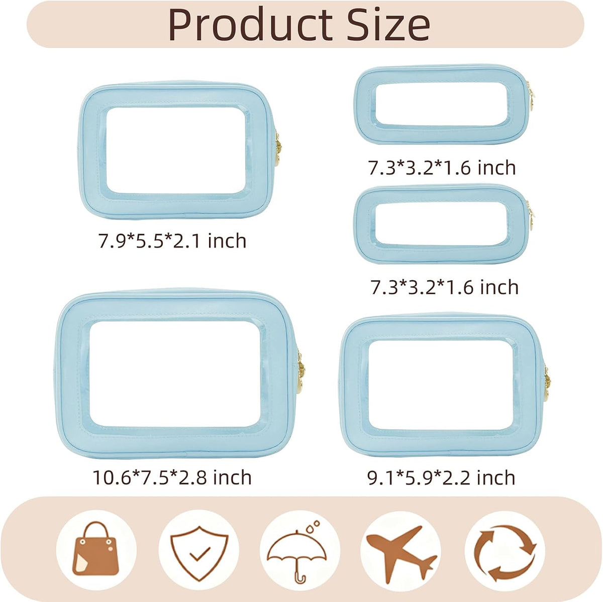 Diaper Bag Organizer Pouch Set, Clear Organizer Bags, TSA Approved Toiletry Bag, Clear Waterproof Cosmetic Bags with Zipper, Purse Organizer Pouches, Travel Organizer Bags for Woman and Kids