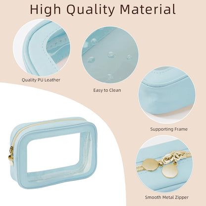 Diaper Bag Organizer Pouch Set, Clear Organizer Bags, TSA Approved Toiletry Bag, Clear Waterproof Cosmetic Bags with Zipper, Purse Organizer Pouches, Travel Organizer Bags for Woman and Kids