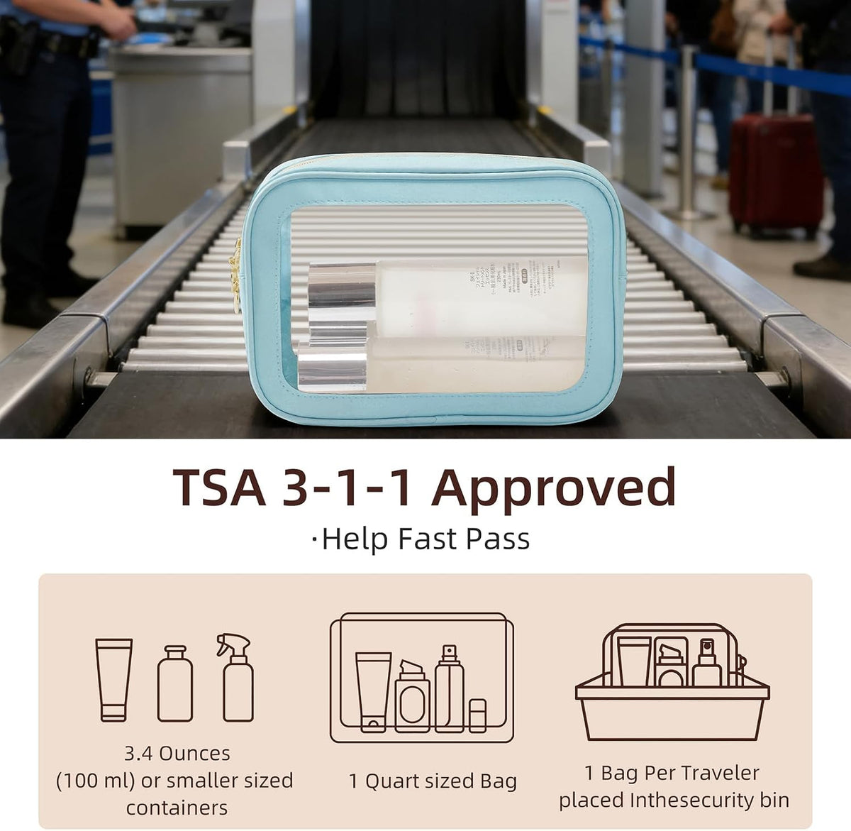 Diaper Bag Organizer Pouch Set, Clear Organizer Bags, TSA Approved Toiletry Bag, Clear Waterproof Cosmetic Bags with Zipper, Purse Organizer Pouches, Travel Organizer Bags for Woman and Kids