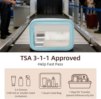 Diaper Bag Organizer Pouch Set, Clear Organizer Bags, TSA Approved Toiletry Bag, Clear Waterproof Cosmetic Bags with Zipper, Purse Organizer Pouches, Travel Organizer Bags for Woman and Kids