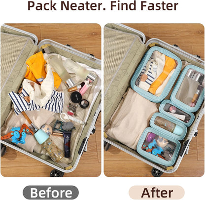 Diaper Bag Organizer Pouch Set, Clear Organizer Bags, TSA Approved Toiletry Bag, Clear Waterproof Cosmetic Bags with Zipper, Purse Organizer Pouches, Travel Organizer Bags for Woman and Kids
