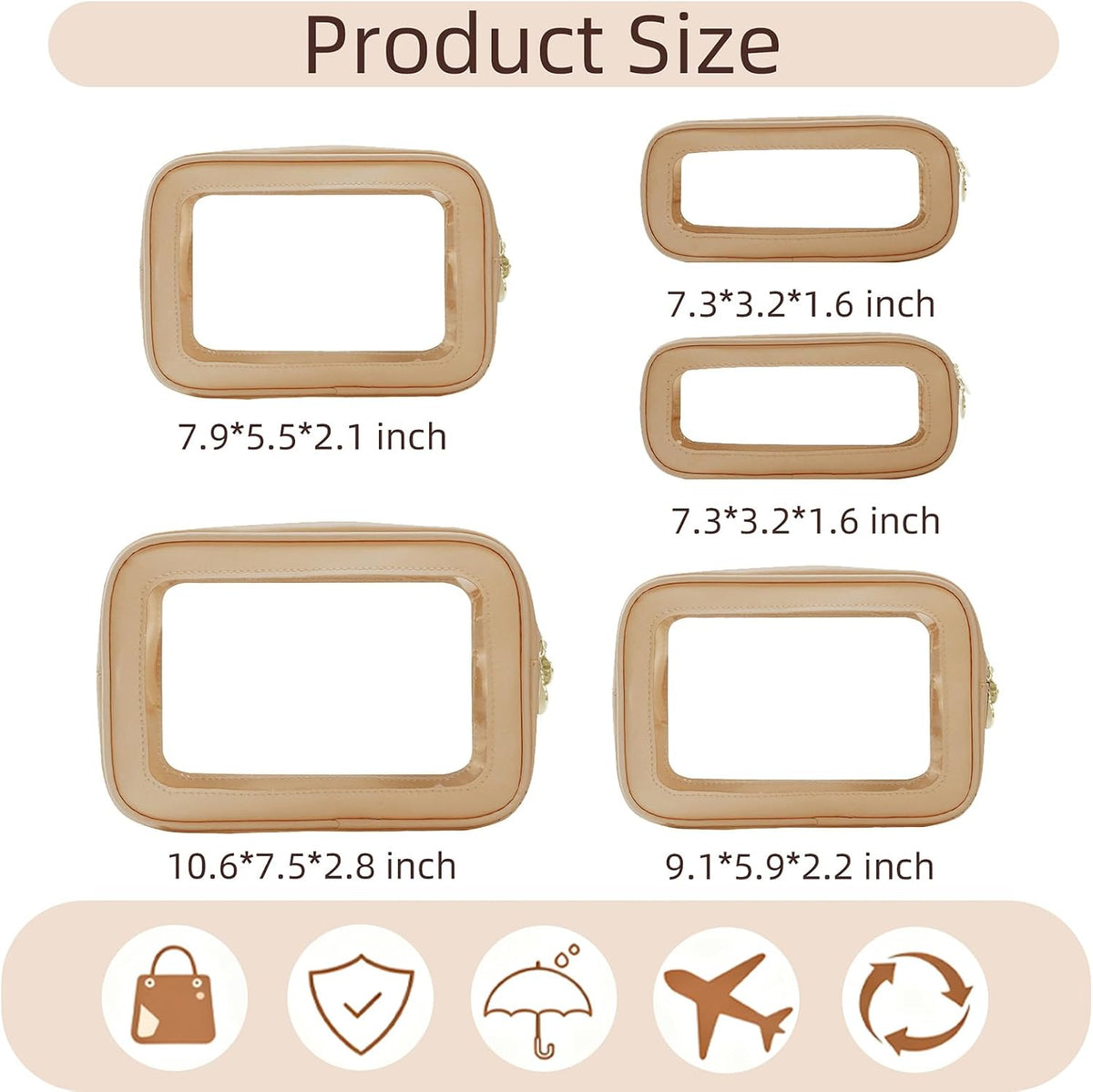 Diaper Bag Organizer Pouch Set, Clear Organizer Bags, TSA Approved Toiletry Bag, Clear Waterproof Cosmetic Bags with Zipper, Purse Organizer Pouches, Travel Organizer Bags for Woman and Kids