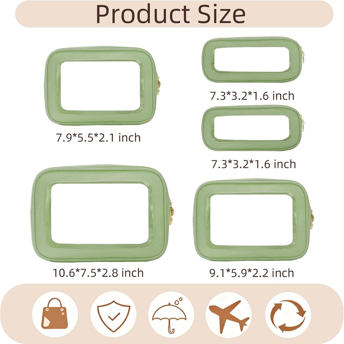 Diaper Bag Organizer Pouch Set, Clear Organizer Bags, TSA Approved Toiletry Bag, Clear Waterproof Cosmetic Bags with Zipper, Purse Organizer Pouches, Travel Organizer Bags for Woman and Kids