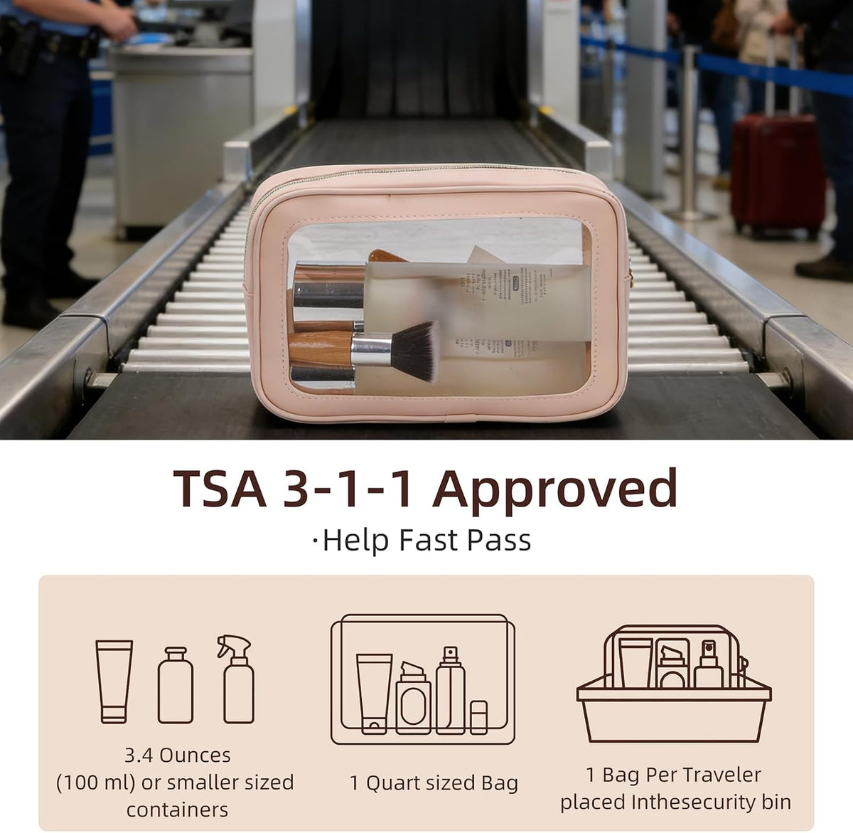 Diaper Bag Organizer Pouch Set, Clear Organizer Bags, TSA Approved Toiletry Bag, Clear Waterproof Cosmetic Bags with Zipper, Purse Organizer Pouches, Travel Organizer Bags for Woman and Kids