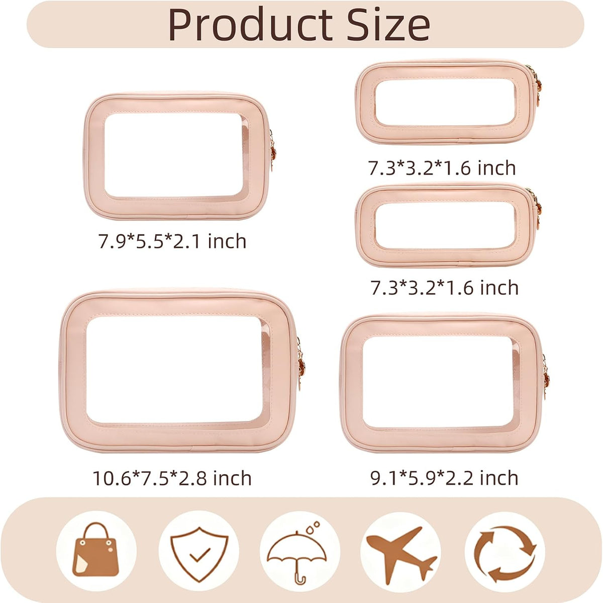 Diaper Bag Organizer Pouch Set, Clear Organizer Bags, TSA Approved Toiletry Bag, Clear Waterproof Cosmetic Bags with Zipper, Purse Organizer Pouches, Travel Organizer Bags for Woman and Kids