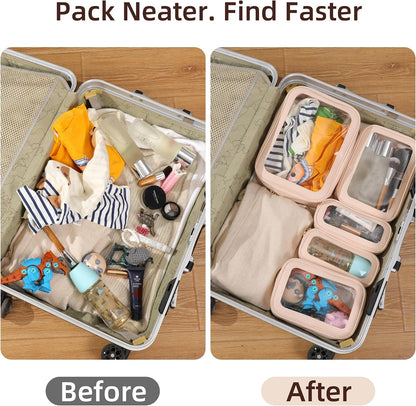 Diaper Bag Organizer Pouch Set, Clear Organizer Bags, TSA Approved Toiletry Bag, Clear Waterproof Cosmetic Bags with Zipper, Purse Organizer Pouches, Travel Organizer Bags for Woman and Kids