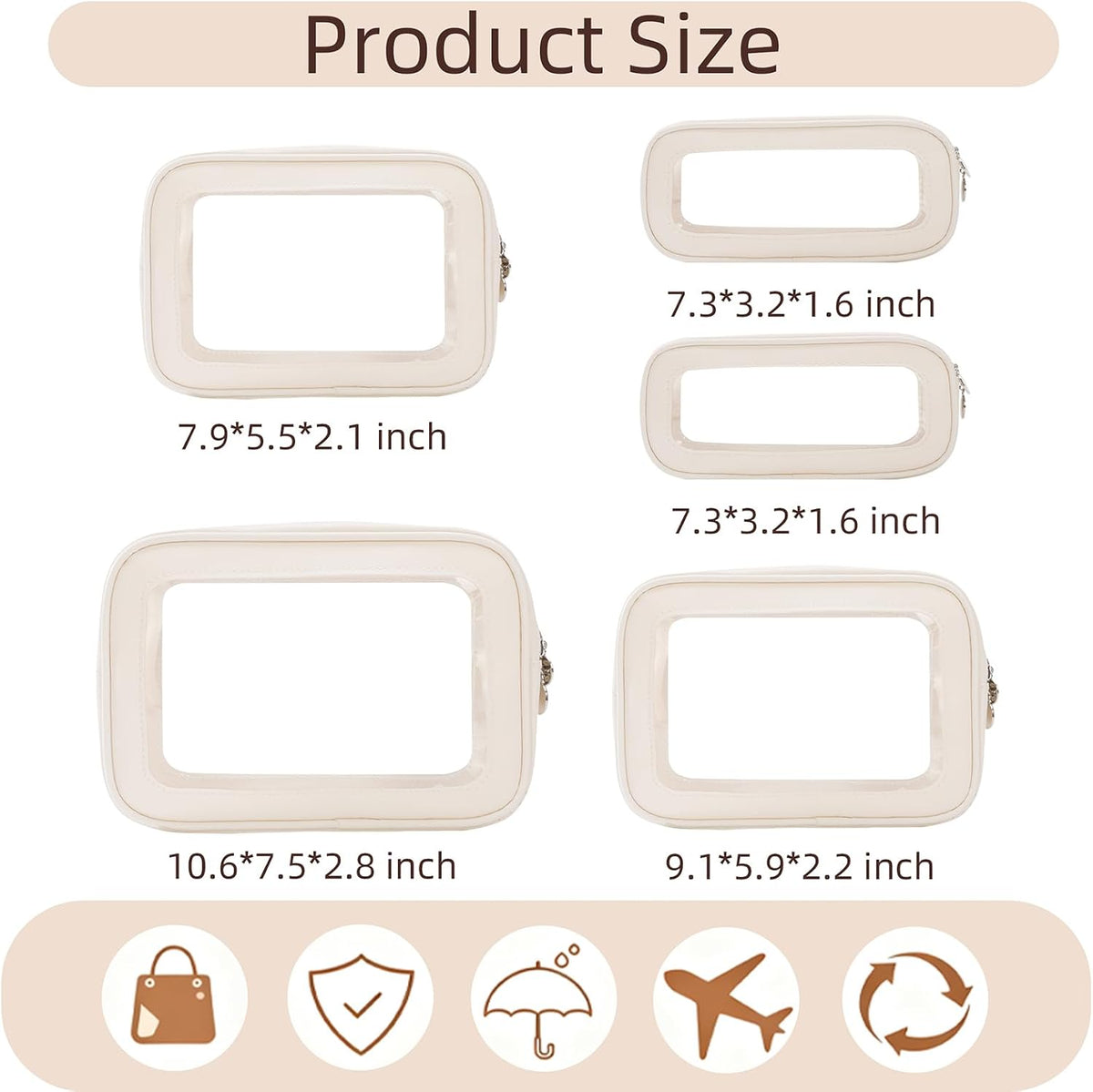 Diaper Bag Organizer Pouch Set, Clear Organizer Bags, TSA Approved Toiletry Bag, Clear Waterproof Cosmetic Bags with Zipper, Purse Organizer Pouches, Travel Organizer Bags for Woman and Kids