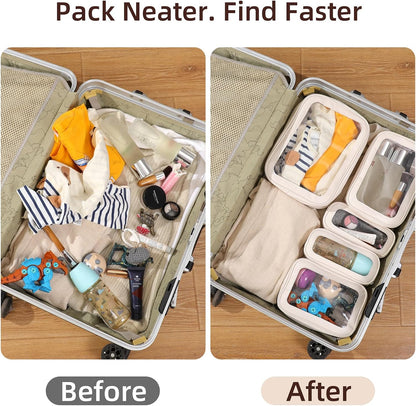 Diaper Bag Organizer Pouch Set, Clear Organizer Bags, TSA Approved Toiletry Bag, Clear Waterproof Cosmetic Bags with Zipper, Purse Organizer Pouches, Travel Organizer Bags for Woman and Kids