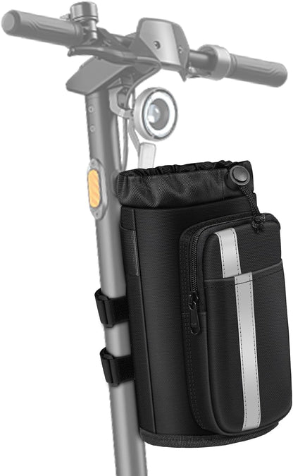 Cup Holder for Bike, Universal Water Bottle Holder w/Phone Pockets