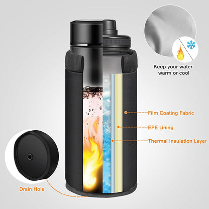 Cup Holder for Bike, Universal Water Bottle Holder w/Phone Pockets