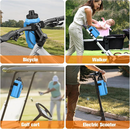 Cup Holder for Bike, Universal Water Bottle Holder w/Phone Pockets