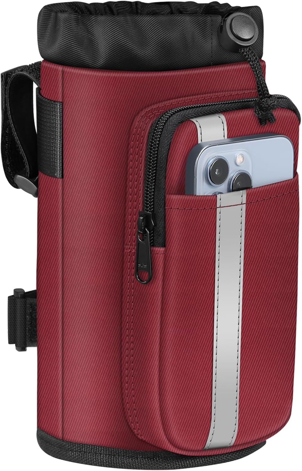 Cup Holder for Bike, Universal Water Bottle Holder w/Phone Pockets